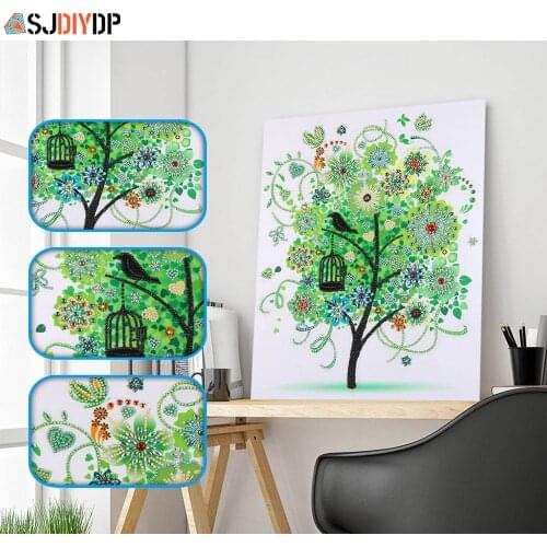 SJDIYDP 5D DIY Diamond Embroidery Seasonal Tree Shape Special Shape Diamond Painting Rhinestone Crystal Landscape Home Decorat