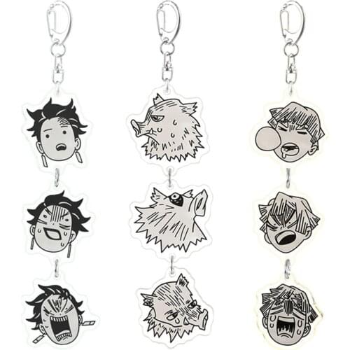Anime Cosplay Key Chain Demon Slayer: Kimetsu no Yaiba Acrylic Long Pendant Keychain Keyring