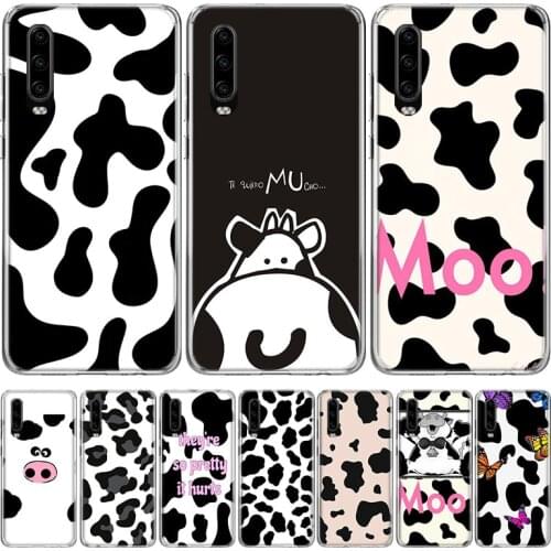 Cow Pattern Black White Phone Case for Huawei P40 P30 P20 Mate 30 20 10 Pro P10 Lite P Smart Z + 2019 Gift Coque Cover Capa