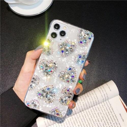Love Diamond Phone Case for iphone 12 12 Pro Max Xr 6 7 8 Plus X Case Bling Rhinestone Cover for iphone 11 Pro Max Xs Max Coques