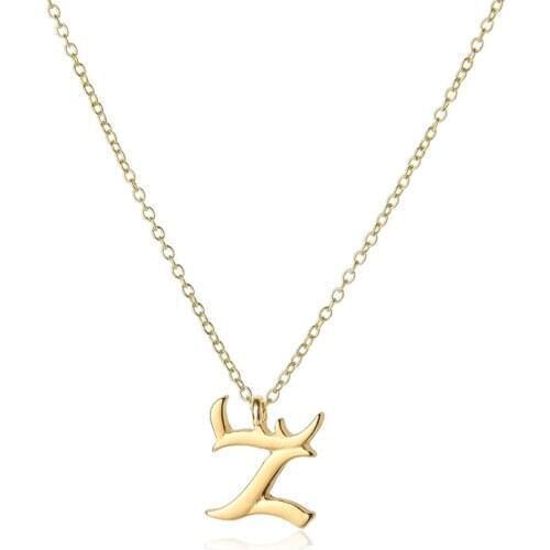 Cursive English letter Z name Sign Personality pendant chain necklace alphabet Initial sign friend family gift necklace jewelry