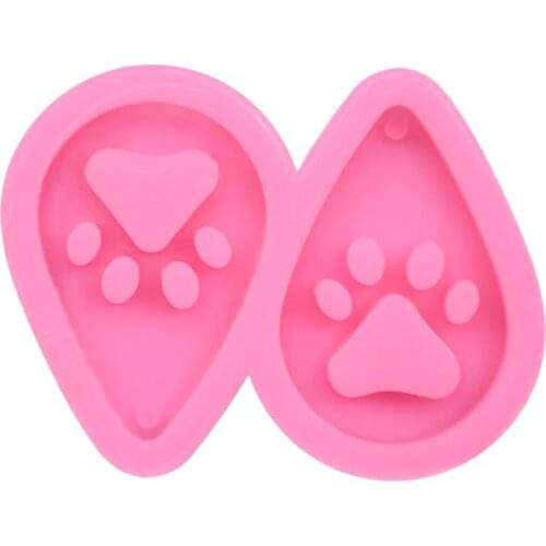 DIY Dog Paw Keychain Epoxy Resin Mold Key Chain Earrings Pendants Silicone Mould X6HE