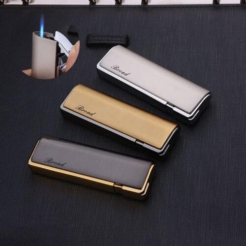 Long Strip Portable Ultra-thin Plating Metal Gas Lighter Inflatable Windproof Straight Cigarette Lighter