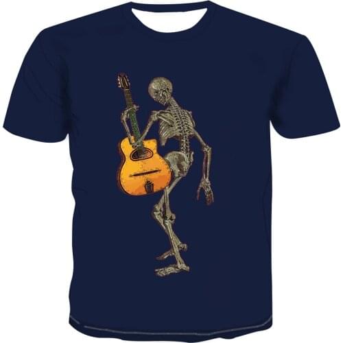 New 3D Funny Guitar Rap Pattern T-shirts Man Summer Fashion Casual Interesting Print T-shirt Personality Hip Hop Graphic Tee Top