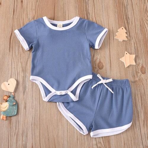 0-24M Summer 2PCS Newborn Baby Girl Boys Clothes Short Sleeve Tops T-Shirt+Shorts Pants Baby Boys Outfit 10 Colors