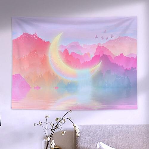 Ins Hanging Cloth Background Cloth Net Red Cute Girl Heart Pink Dream Moon Room Decoration Tapestry Wall Cloth