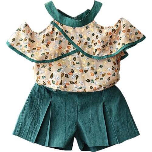 Girls Clothing Sets 2019 Summer Baby Girl Chiffon T-shirts And Shorts Suit Children Ruffle Sleeve Fashion Girls Clothes Sets