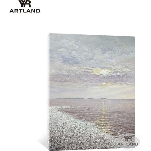 Beautiful sunrise seascenery picture for home wall decor pure handmade acrylic oil painting on cavnas hanging poster for porch