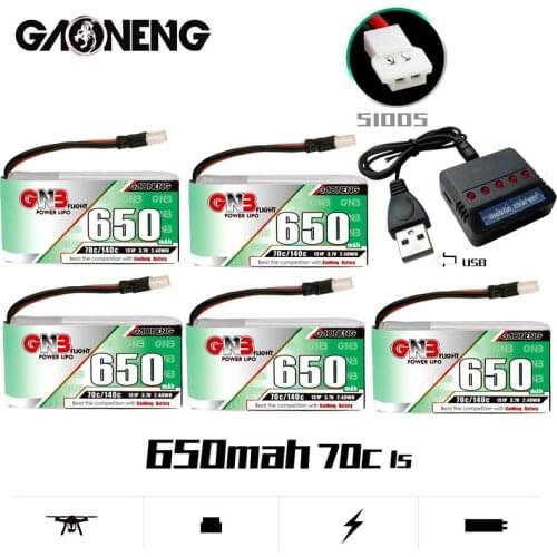 GNB 1S 3.7V 650mah HV Lipo battery +Charger Max 140C with Molex 51005 Plug for Micro Four Axis FPV Drone Helicopter RC Drone