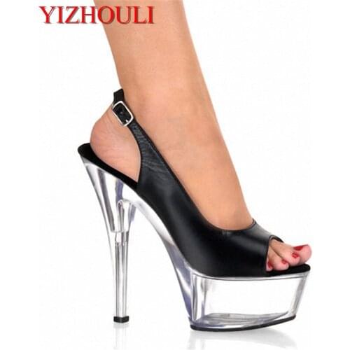 Fashionable PU Leather 15cm High Heel Sandals Platforms Pole Dance/Star/Model Shoes, Wedding Shoes