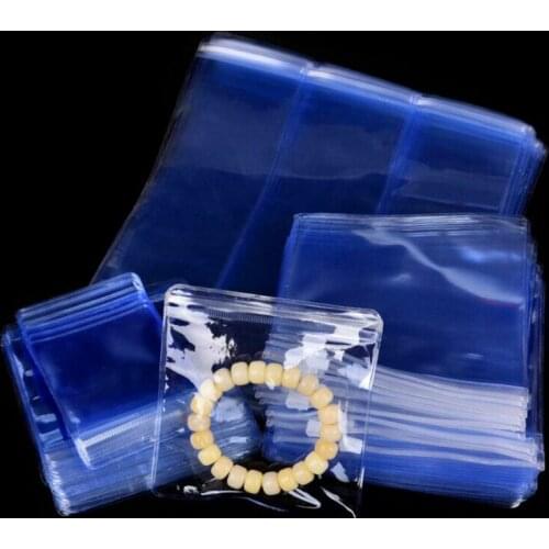 Wholesale 100pcs/lot Light Blue Plastic PVC Ziplock Packaging Bag Jewelry Rings Necklace Bracelet Oxidation Proof Storage Bags