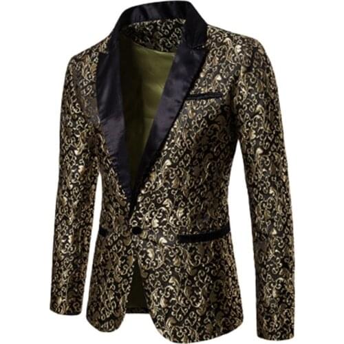 Luxury Solid Color Suit Coat Fashion Men Print Tuxedo Jacket Nightclub Disco DJ Costume Party Jacket Stage Perform Outerwear