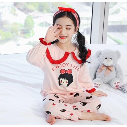 3 To 14 Years Girls Pajamas Autumn 2020 100% Cotton Long Sleeve Teenager Girls Clothes Princess Fashion Sleepwear Home Clothing