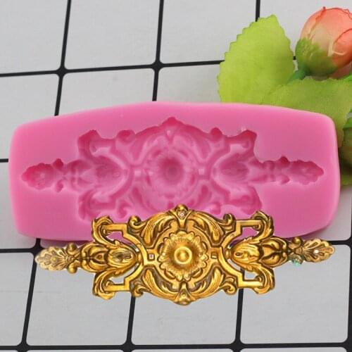 Baroque Scroll Relief Flower Silicone Molds Cake Border Decorating Tools Resin Clay Fondant Candy Chocolate Gumpaste Moulds