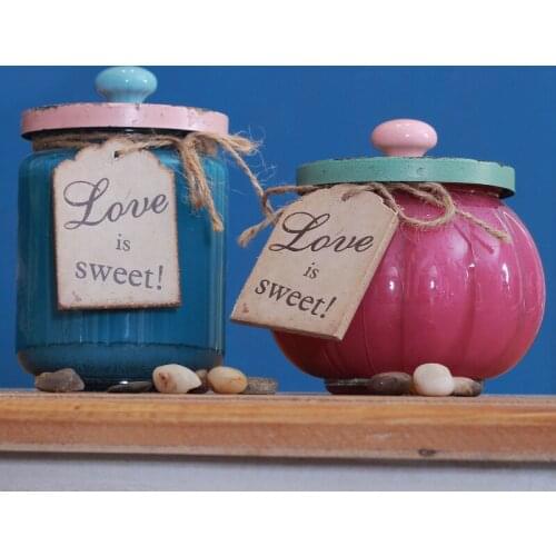 Retro vintage glass canister with metal lid