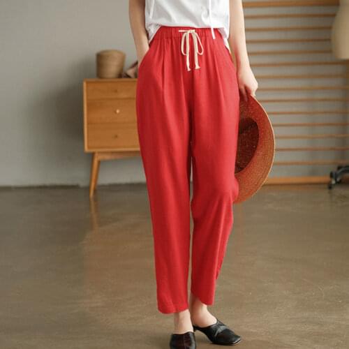 Женские льняные брюки Rimocy China At AliExpress