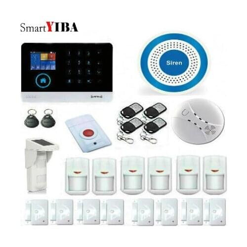 SmartYIBA Free Shipping 433MHZ Wireless WIFI Home Security Alarm System IOS/Android APP Remote Control Touch Keyboard SIM alarm