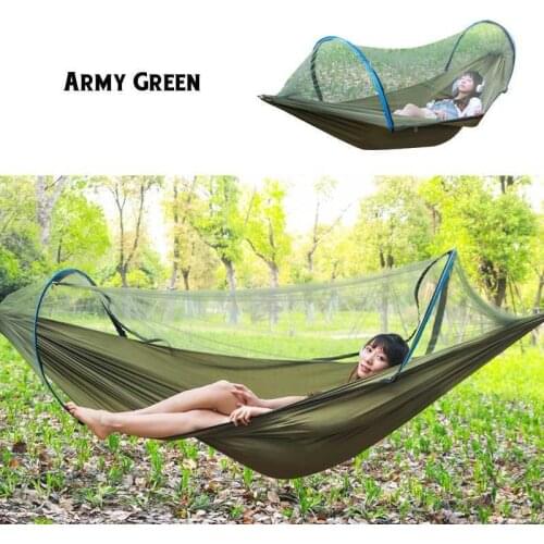 Dark Green Portable Outdoor Mosquito Net 260x150cm Parachute Hammock Camping Hanging Sleeping Bed Swing