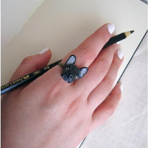 Vintage Adjustable French Bulldog Wrap Ring Retro Men Rings High Quality Brand DesignerFrench Bulldog Jewelry Cs Go