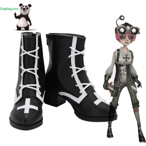 CosplayLove Identity V Mechanic Tracy Reznik Gothic Black Cosplay Shoes Long Boots Leather Custom Hand Made