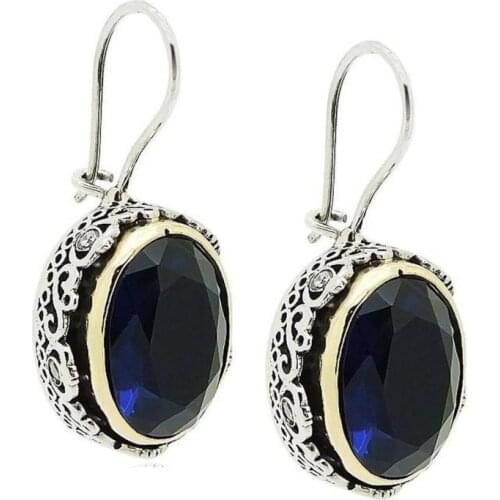 Sapphire Blue Cubic Zirconia Silver Women 'S Earrings Authentic
