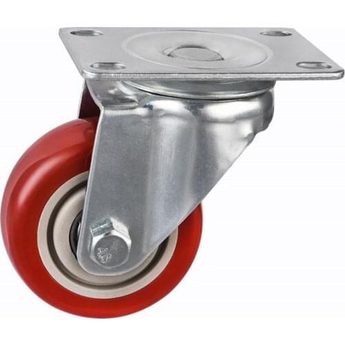 3-inch Caster Medium-sized Jujube Red Double Bearing Pvc Wheel Flat Steering Cabinet