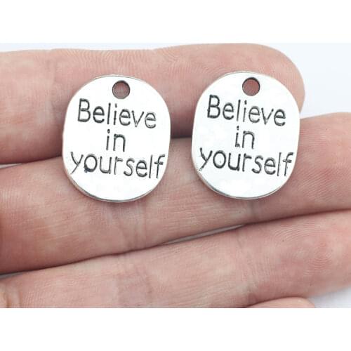 10Pcs 18*22mm Antique Silver Color Alloy Lucky Words Charms Best Necklace Pendant Accessory Charms For Jewelry Handcraft Making