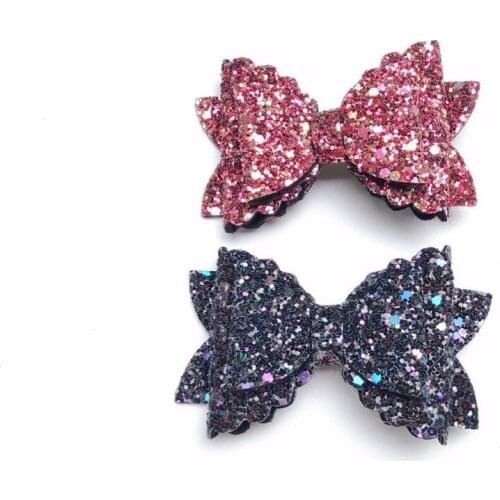 Boutique ins 10pcs Fashion Cute Glitter Bowtie Hairpins Solid Bowknot Hair Clips Princess Headwear Hair Accessories Ornaments