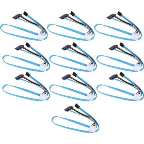 10 Pcs SATA Cable for SAS 29PIN+4PIN Male to Female Power Adapter Serial SATA ATA Cable Hard Disk Data Cable 70cm