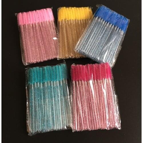 1000pcs Disposable Crystal Handle Eyelash Makeup Brushes Applicators Glitter Mascara Wands