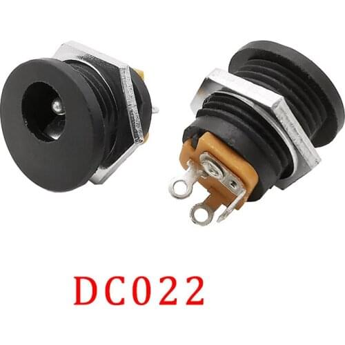 5.5x2.1mm DC-022 DC Female Charging Socket Connector DC022 5.5*2.1mm DC Power Supply Round Hole Screw Nut Panel Mount Interface