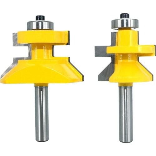 2Pcs 8mm Shank Matched Tongue & V Groove Floor Wood Router Bit with Ball Bearings Tungsten Carbide Cutters for Wood