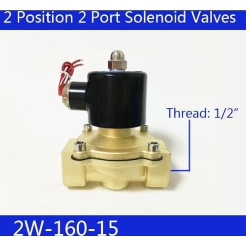 Free Shipping 1/2" 2 Position 2 Port Air Solenoid Valves 2W160-15 Pneumatic Control Valve , DC12V DC24V AC220V