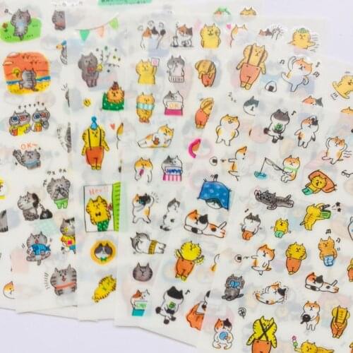 6 Sheets /Pack Kawaii Cat Meow Stickers Decor DIY Stickers Notebook Album Decoration