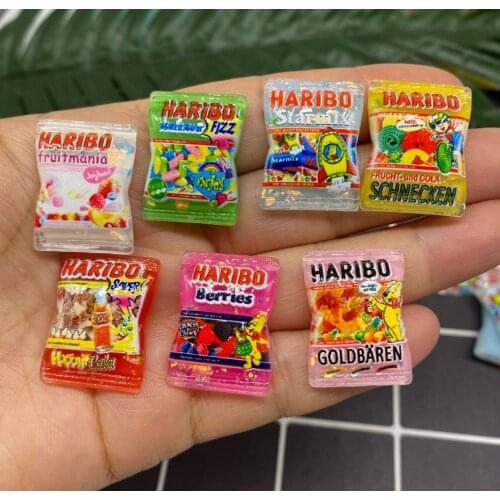 7 Pcs 1/12 Scale Cute Mini Candy Kids Doll Play Toys Food Miniature Dollhosue Resin Snack Pretend Food for Dolls Kitchen Toys