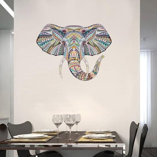 75cm X 56cm Colorful Elephant Wallpaper Stickers Decal For Living Room Decoration Bedroom Decor Home Decor Art Stickers