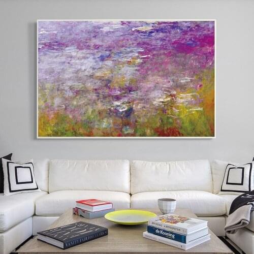 Abstract canvas painting impressionist Water lily wall art for living room wall printing poster no frame
