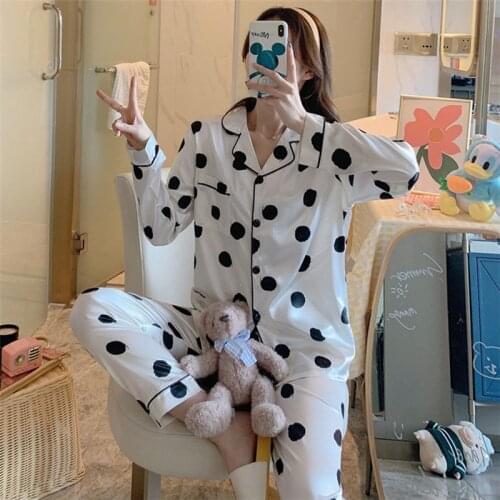 Large size pajamas women 5xl7xl printed imitation silk cardigan long sleeves plus size obese ladies pajamas suit