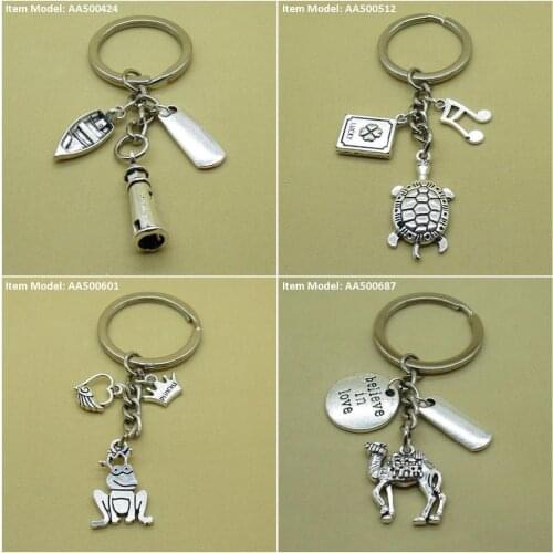 Keychain Keyring Lighthouse Sign Tag Hope Boat Yacht Speedboat Turtle Tortoise Book Clover Lucky Note Musical Music Prince Frog