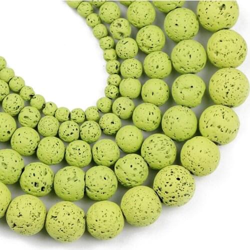 Olive Rubber Lava Hematite Beads 4/6/8/10/12MM Round Natural Volcanic Stone Spacer Loose beads for Jewelry making DIY bracelet