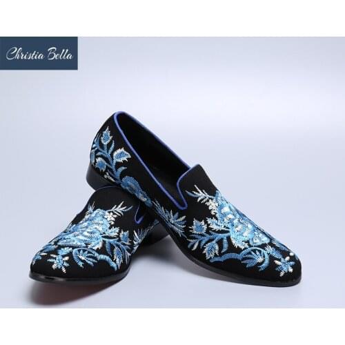 Christia Bella Suede Leather Embroidery Men Loafers New Fashion Simplicity Large Size Slip on Round Toe Formal Men Dress Shoes
