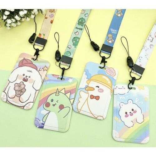CARTOON ID Credit Bank Card Holder Students Bus Card Case Hand Rope Visit Door Identity Badge Cards Cover FOR Women Men Pendants