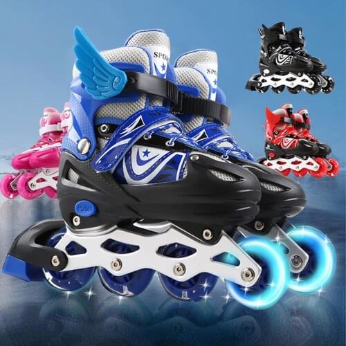 Kids Roller Skates Shoes Wheels Adjustable Size Inline Rollers Professional Children Skating Shoes Sliding Skates Sneakers