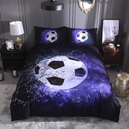 Double King Super King Size Soft Bed Sheet Pillow Cases Sports Basketball Football Quilt Cover 3Pcs Set Fashionable Comfortable