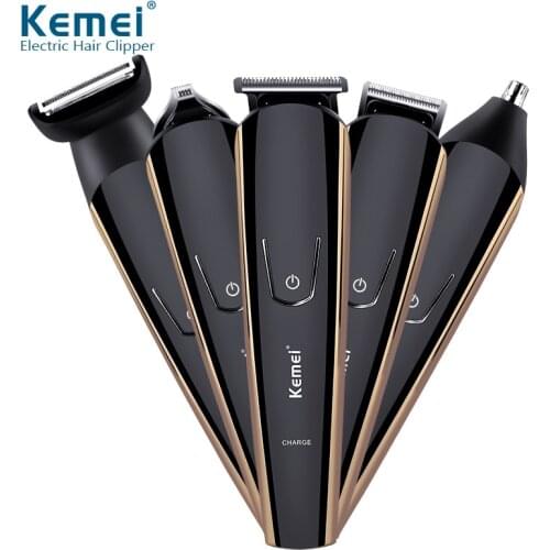 Kemei Electric Hair Clipper for Men 5 In1 Multifunction Shaving Machine Rechargeable Beard Trimmer Hair Trimmer Haircut Machine