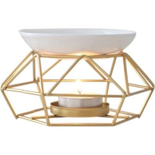 H051 Aromatic Oil Burner, Geometric Ceramic Essential Oil Candle Holder Wax Melt Burner Warmer Melter fragrance for Home Office