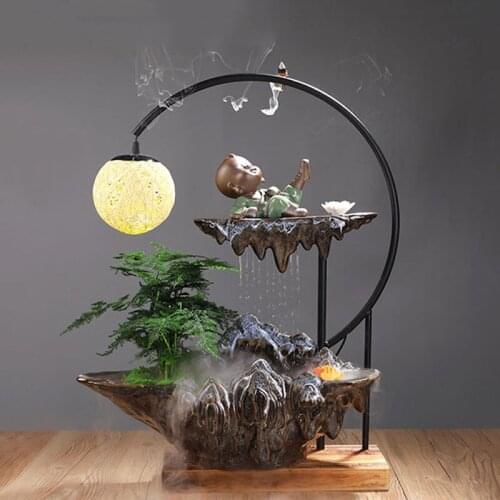 Zen Chinese Ceramic Water Fountain Indoor Decoration Water Fountains Lucky Feng Shui Home Ornaments Living Room Humidifier Gifts