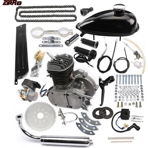 TDPRO 2 Stroke Gas Engine Set 80cc Push Bike Motor Kit DIY Motorized Bicycle Electric Start With Spark Plug Chain Guard Switch