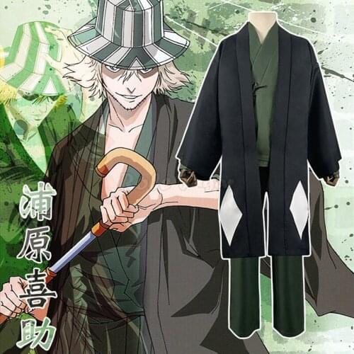 Anime Bleach Urahara Kisuke Gotei 13 Cosplay Costume Men Women Halloween Christmas Party Costumes (Cape&Tops&Pants&Hat) C105M263