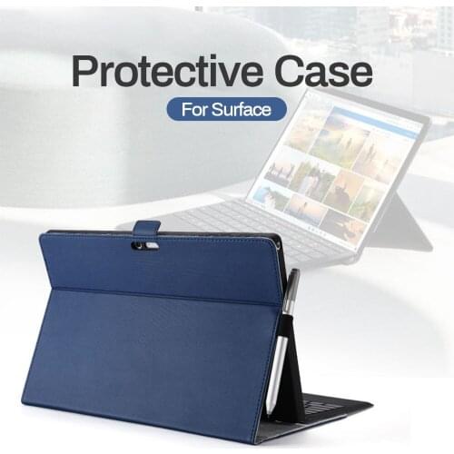 Leather Tablet Case For Microsoft Surface Pro X 7 6 5 4 13 13.3 Inch Twill Flip Cover Notebooks Sleeve For Surface Go2 Go Pouch